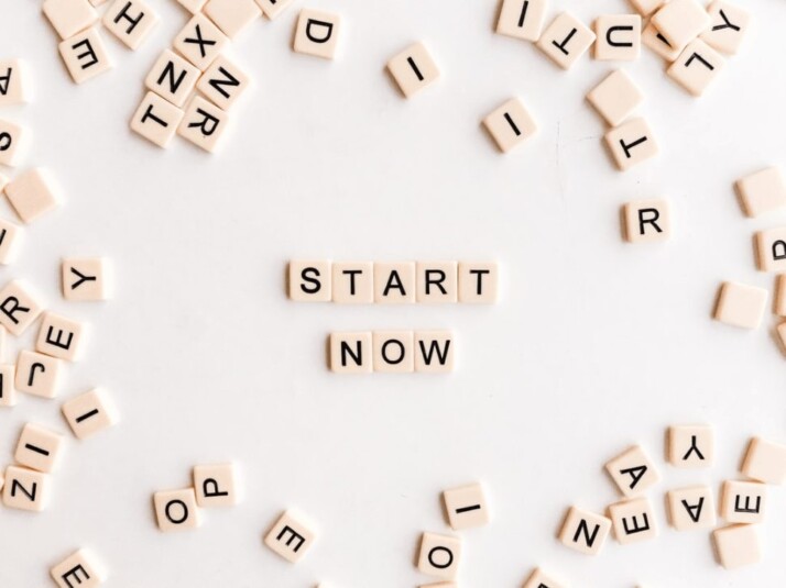 Start Now scrabble blocks on a plain white background. 