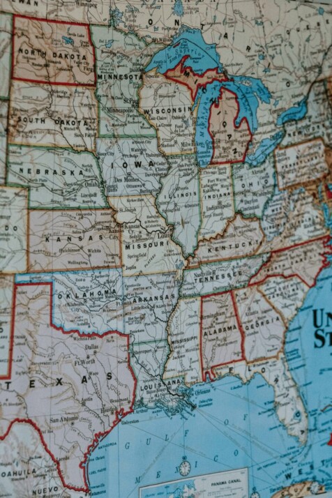 A map of the US showing the southern, midwestern and northern states