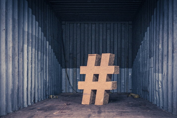 Hashtag symbol inside a container.