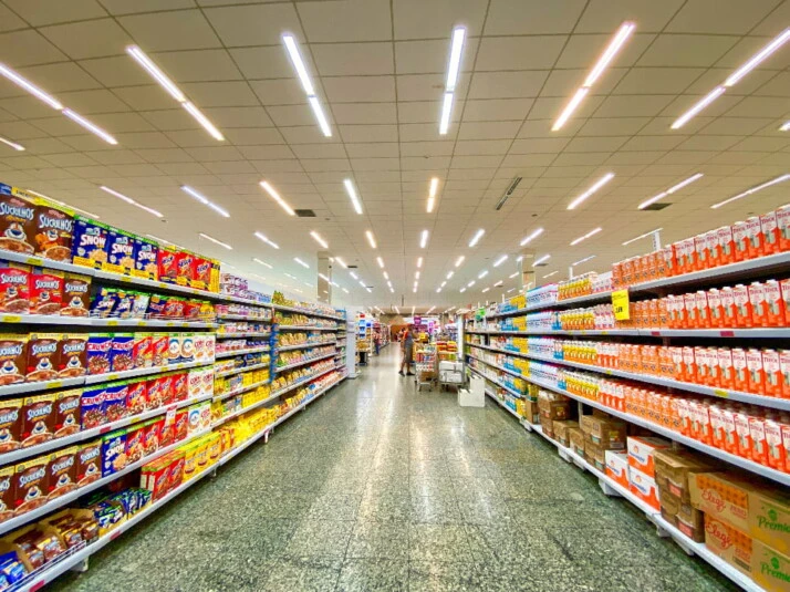 An aisle in a supermarket