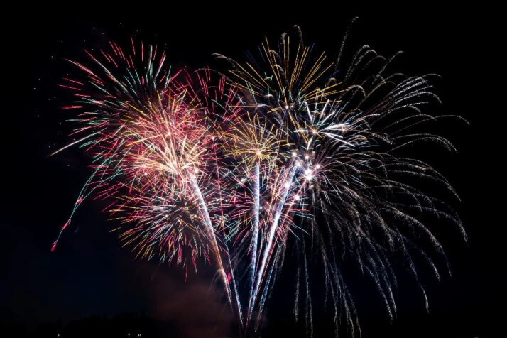 Colorful and astonishing fireworks lighting up the night sky.