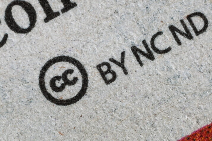 closeup of a label which shows the CC sign.