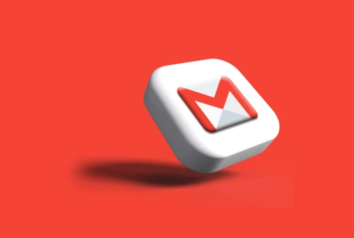 gmail icon button shown on a red background with its shadow.