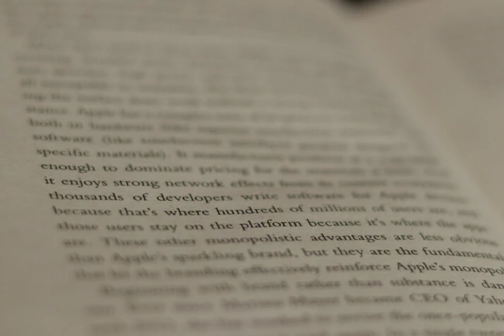 Text on the page of a book
