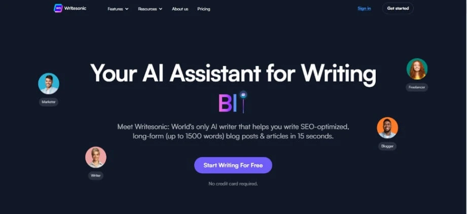 Writesonic homepage