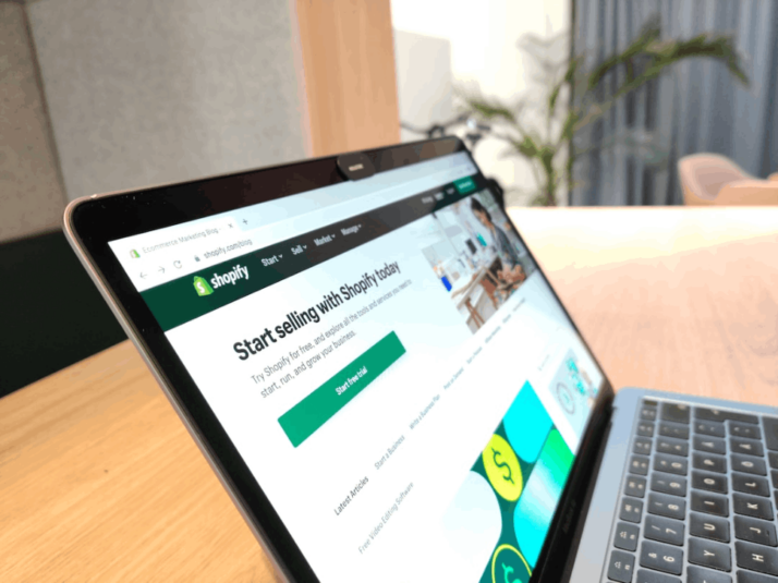 An image of a Shopify webpage opened on a laptop computer.