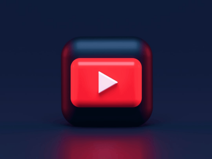 a 3d render of the youtube logo in front of black background.