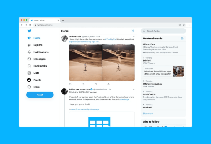 Twitter website on desktop showing someone's post on a mac desktop