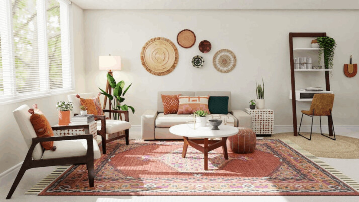 white and brown living room decorations with throw pillows and rug