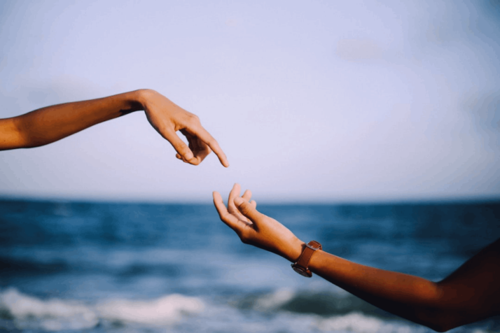 two person holding hands photograph