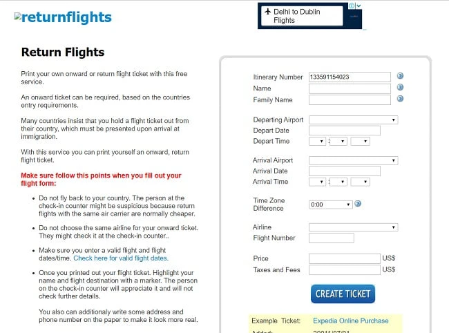 Fake Airline Tickets