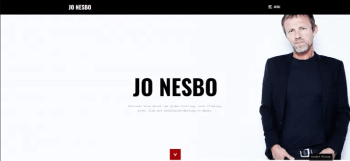 An image of author Jo Nesbo website's landing page
