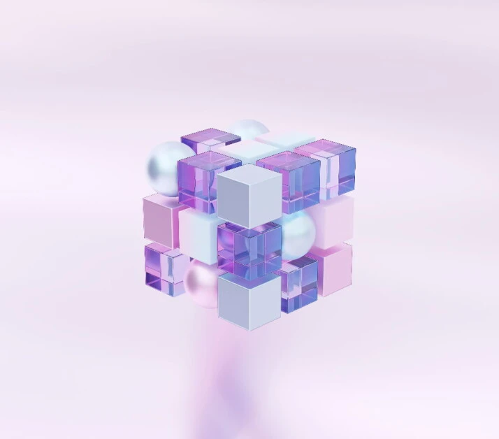 An irregular 3D render of a Rubik's cube with circular parts.