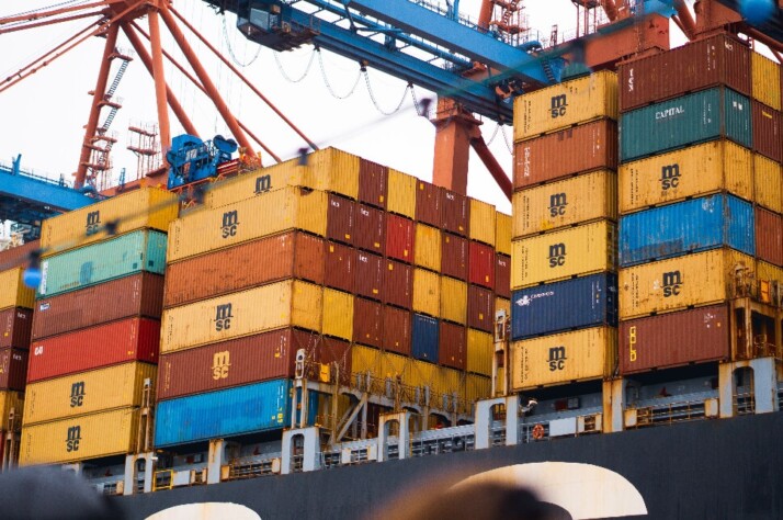 Large shipping crates stacked on top of each other