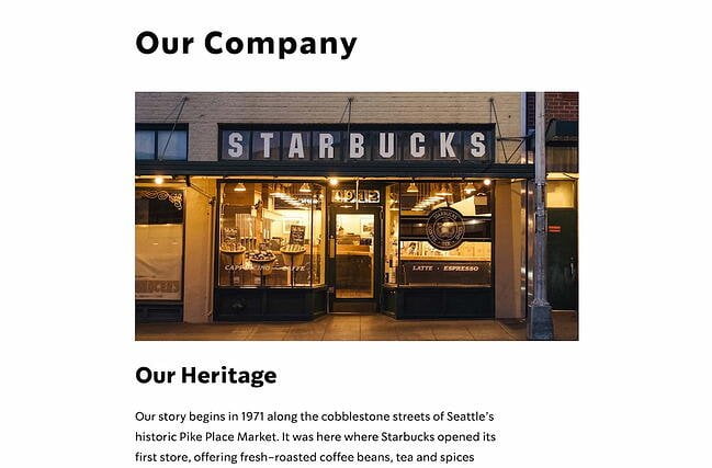 Picture of Starbucks and a statement of his heritage