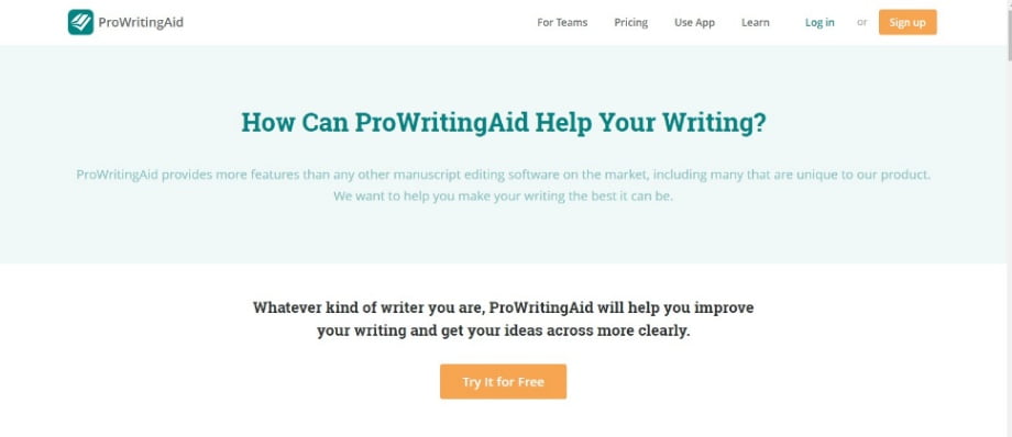 ProWritingAid homepage screenshot