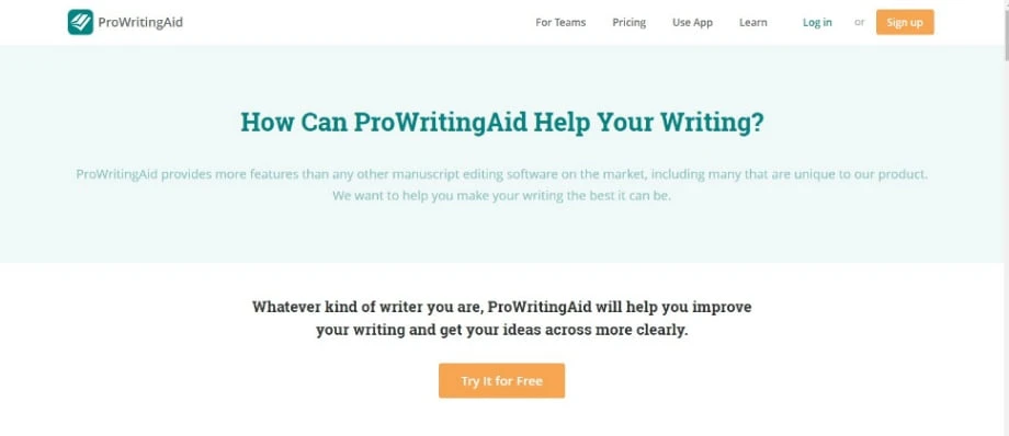 ProWritingAid homepage screenshot