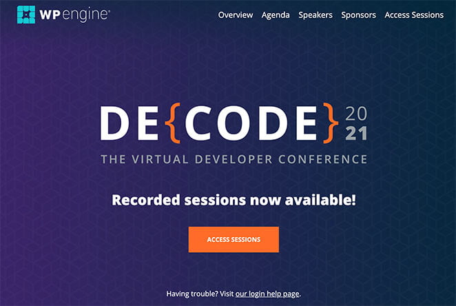 WPEngine Decode event landing pages