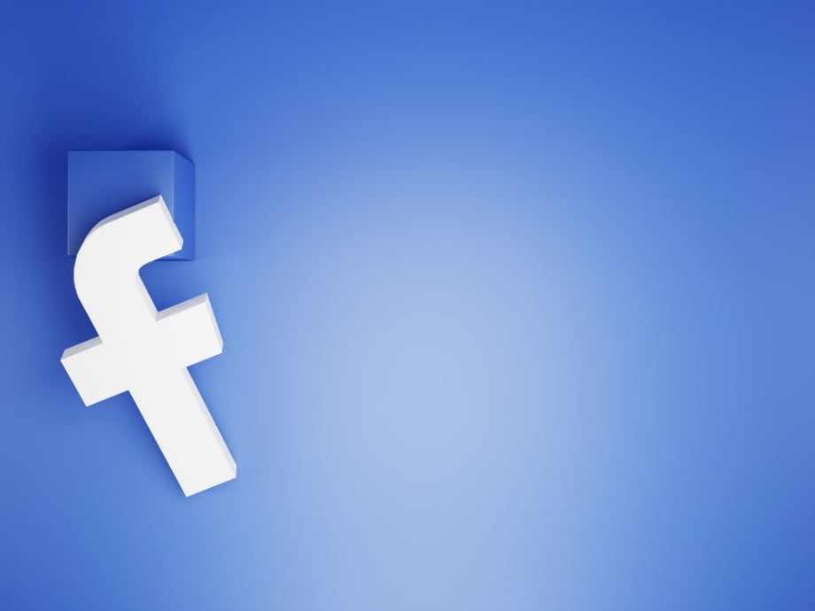An animation of the Facebook logo f with a blue background.