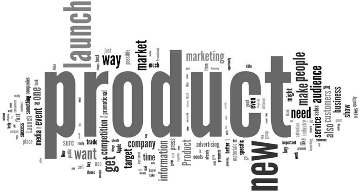 product highlighted amidst different other words related to business