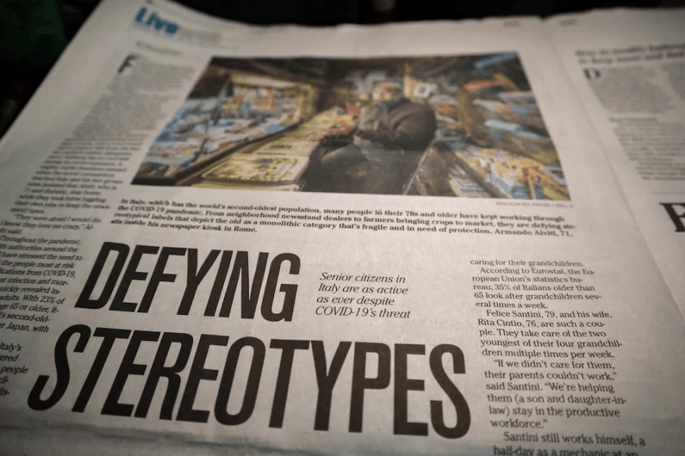 the new york times newspaper with a headline that reads defying stereotypes.