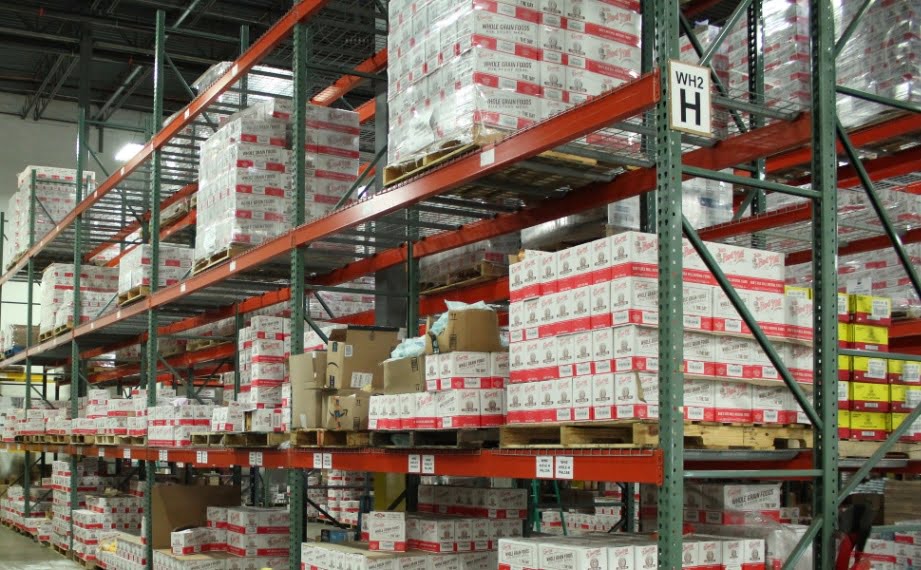 Several boxes stacked on top of each other in a warehouse.