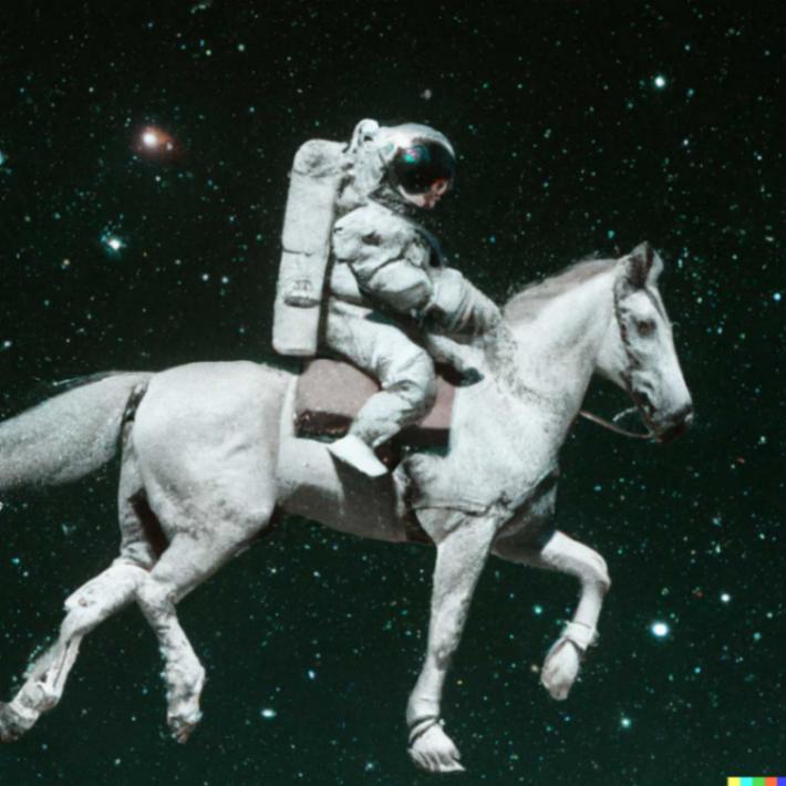 An astronaut riding a horse in a photorealistic style