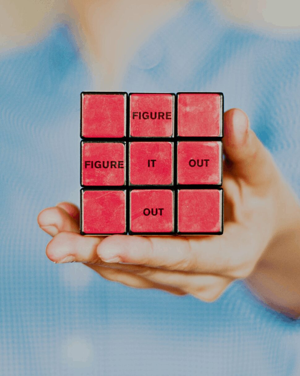 3 x 3 rubiks cube with color red blocks with 