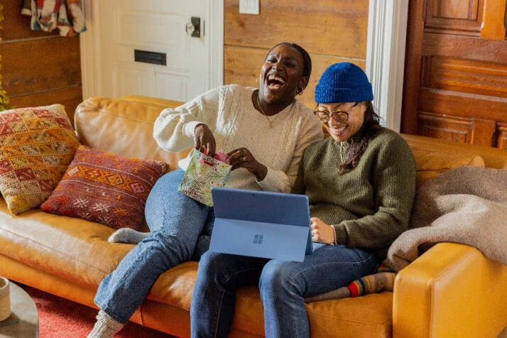 Couple watching movie on laptop