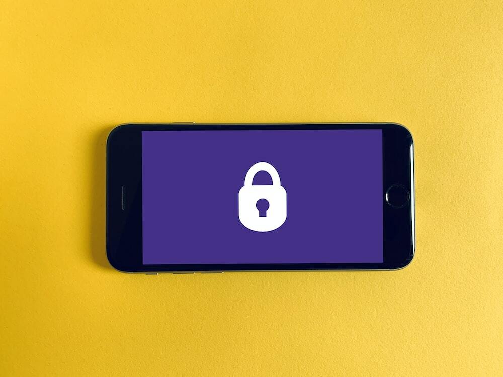 Picture of a phone displaying a padlock icon.