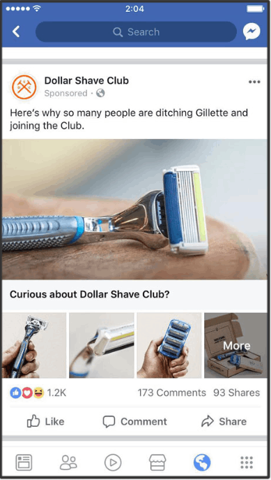 Dollar Shave Club Facebook ad