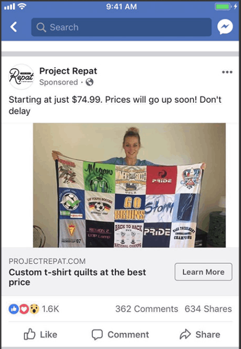 Project Repat Facebook ad