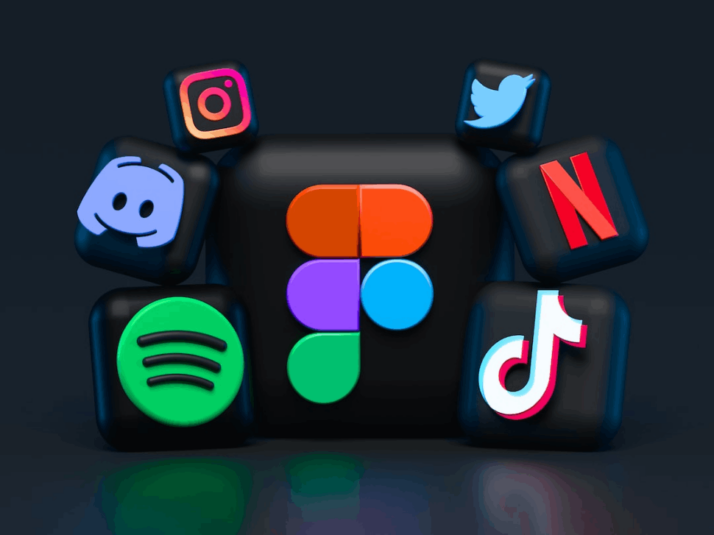 a series of social media platform logos on a black background